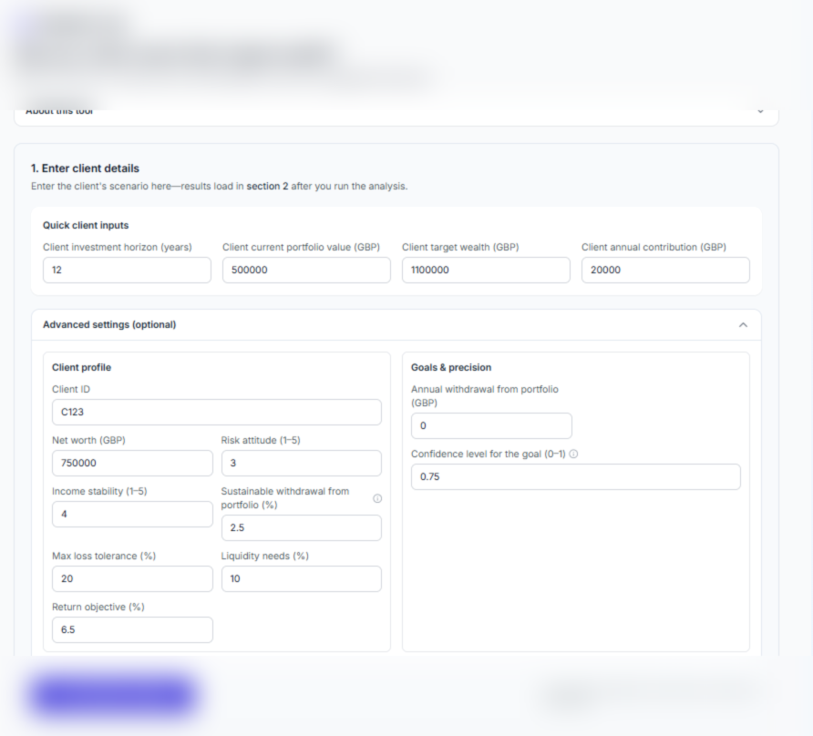 Wealth Lite — client inputs